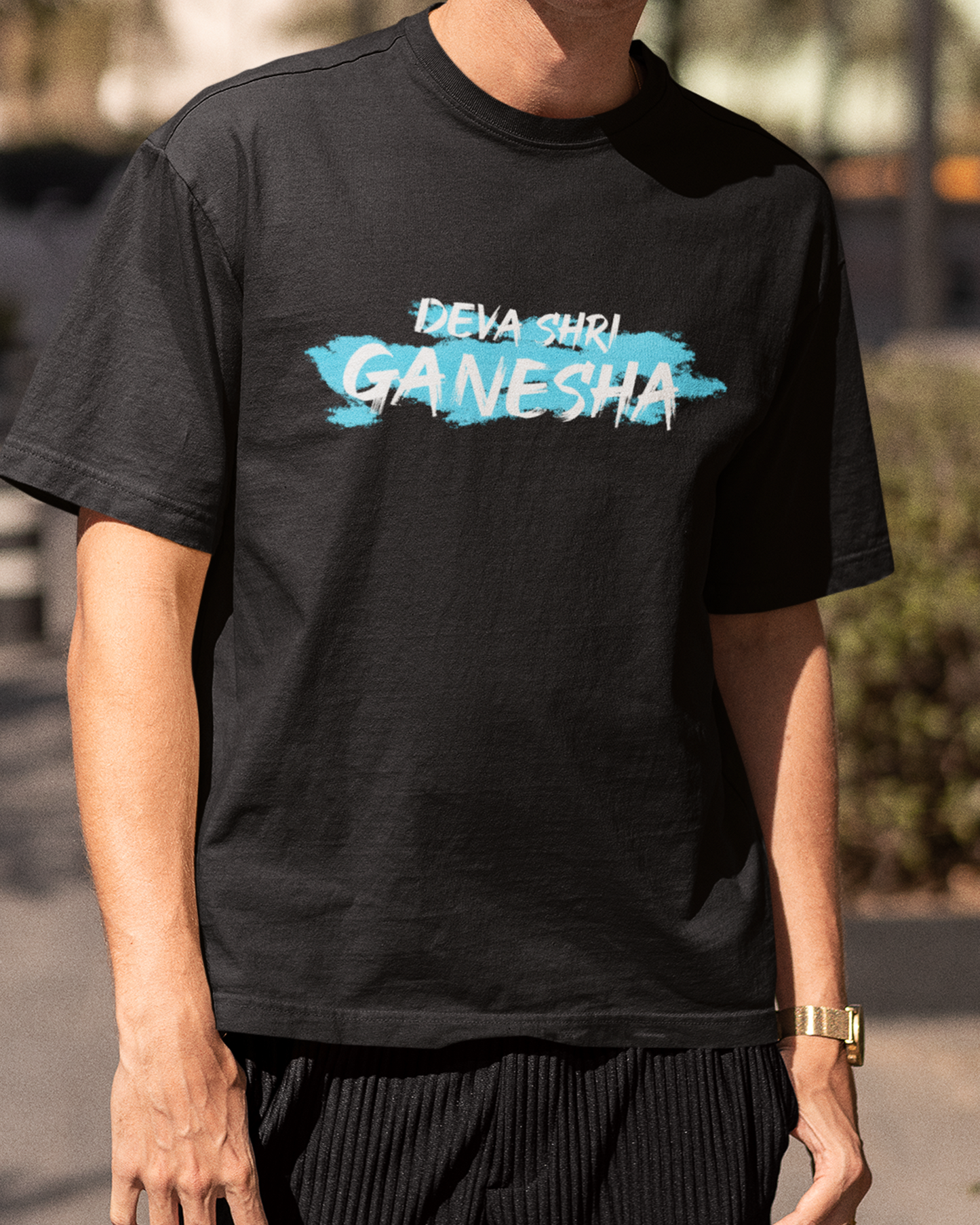 Deva Shree Ganesha Blue Oversized Tshirt