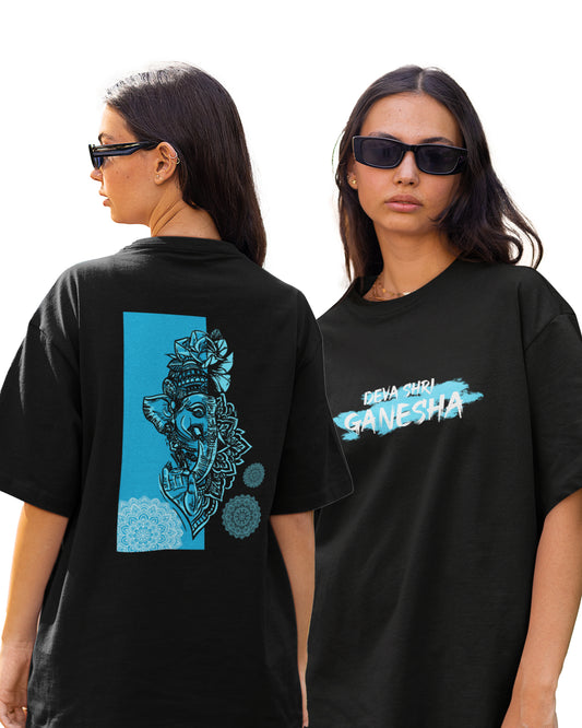 Deva Shree Ganesha Blue Oversized Tshirt