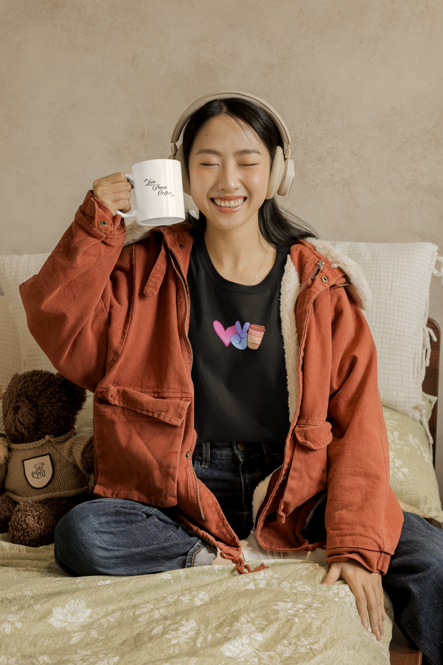 Love Peace Coffee Oversized Tshirt