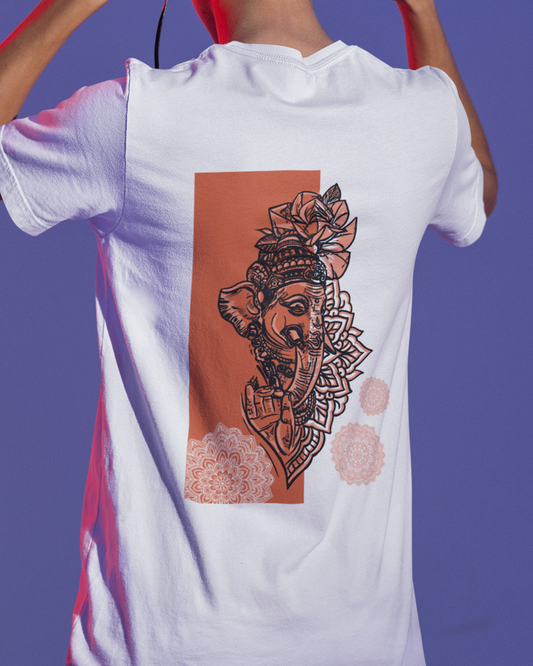 Deva Shree Ganesha Orange Oversized Tshirt