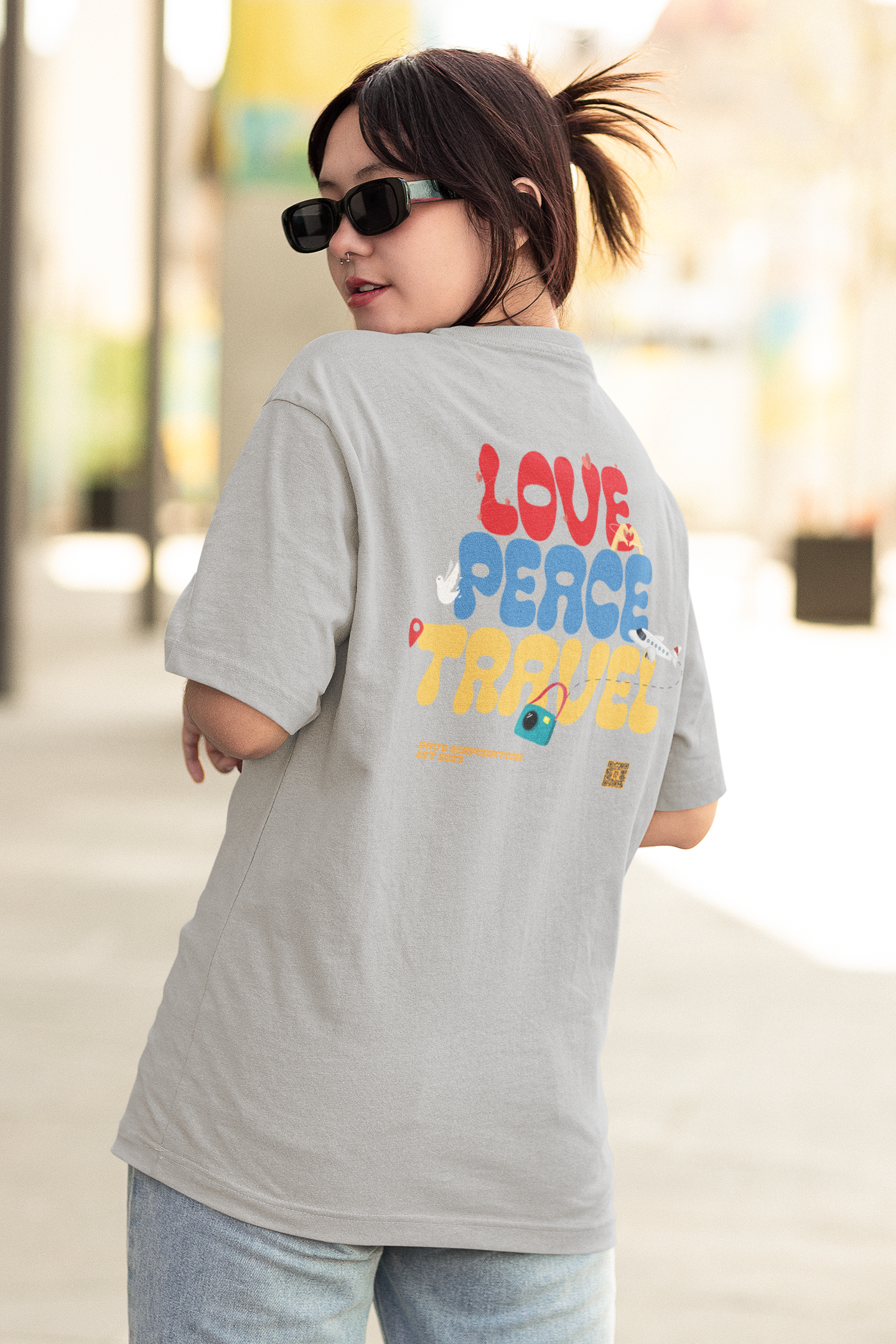 Love Peace Travel Oversized Tshirt