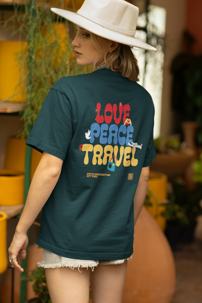 Love Peace Travel Oversized Tshirt